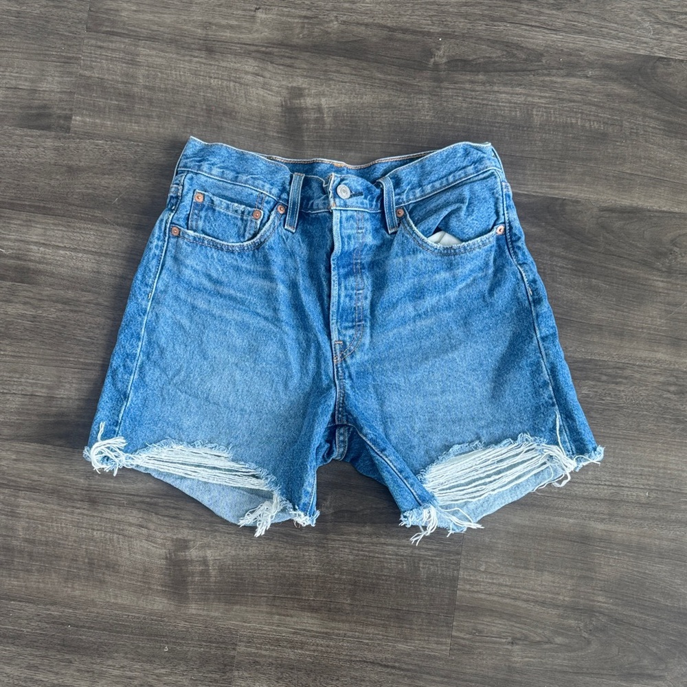 Levi’s 501 High-Waist Distressed Denim Cutoff Shorts - Blue